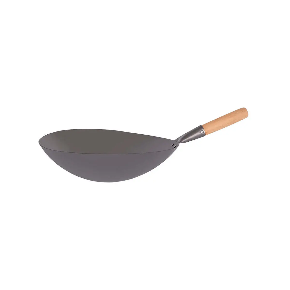 Chef Inox Wok Cast Iron W/Wooden Hdl 330mm