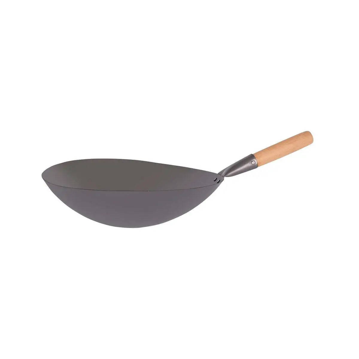 Chef Inox Wok Cast Iron W/Wooden Hdl 355mm