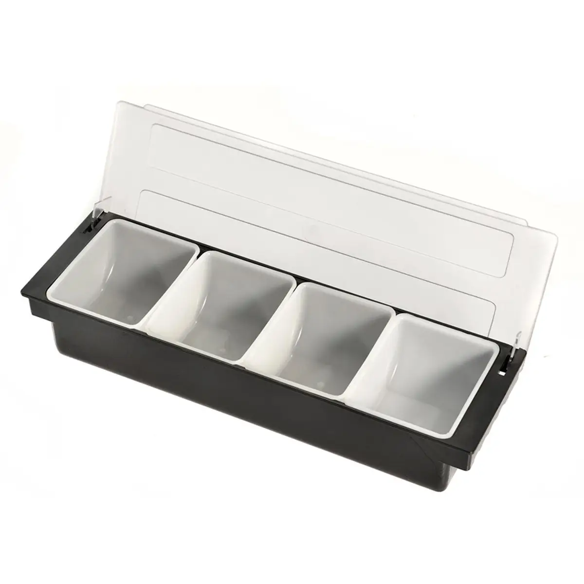 KH Classik Chef Bar Condiment Dispenser Black 4 Compartment 155 X 495 L X 90mm Pc / PP / Abs