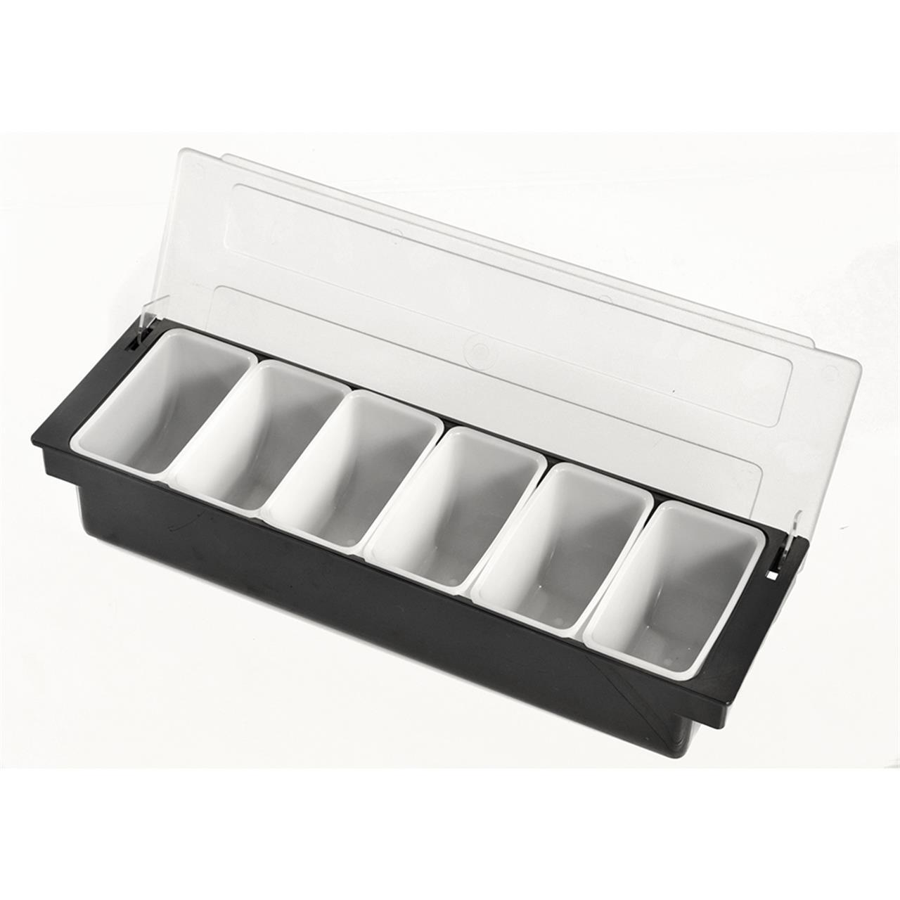 KH Classik Chef Bar Condiment Dispenser Black 6 Compartment 155 X 495 L X 90mm Pc / PP / Abs