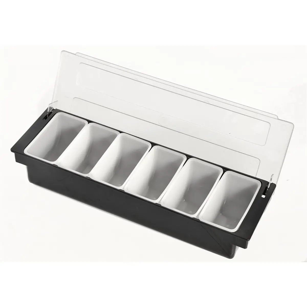 KH Classik Chef Bar Condiment Dispenser Black 6 Compartment 155 X 495 L X 90mm Pc / PP / Abs