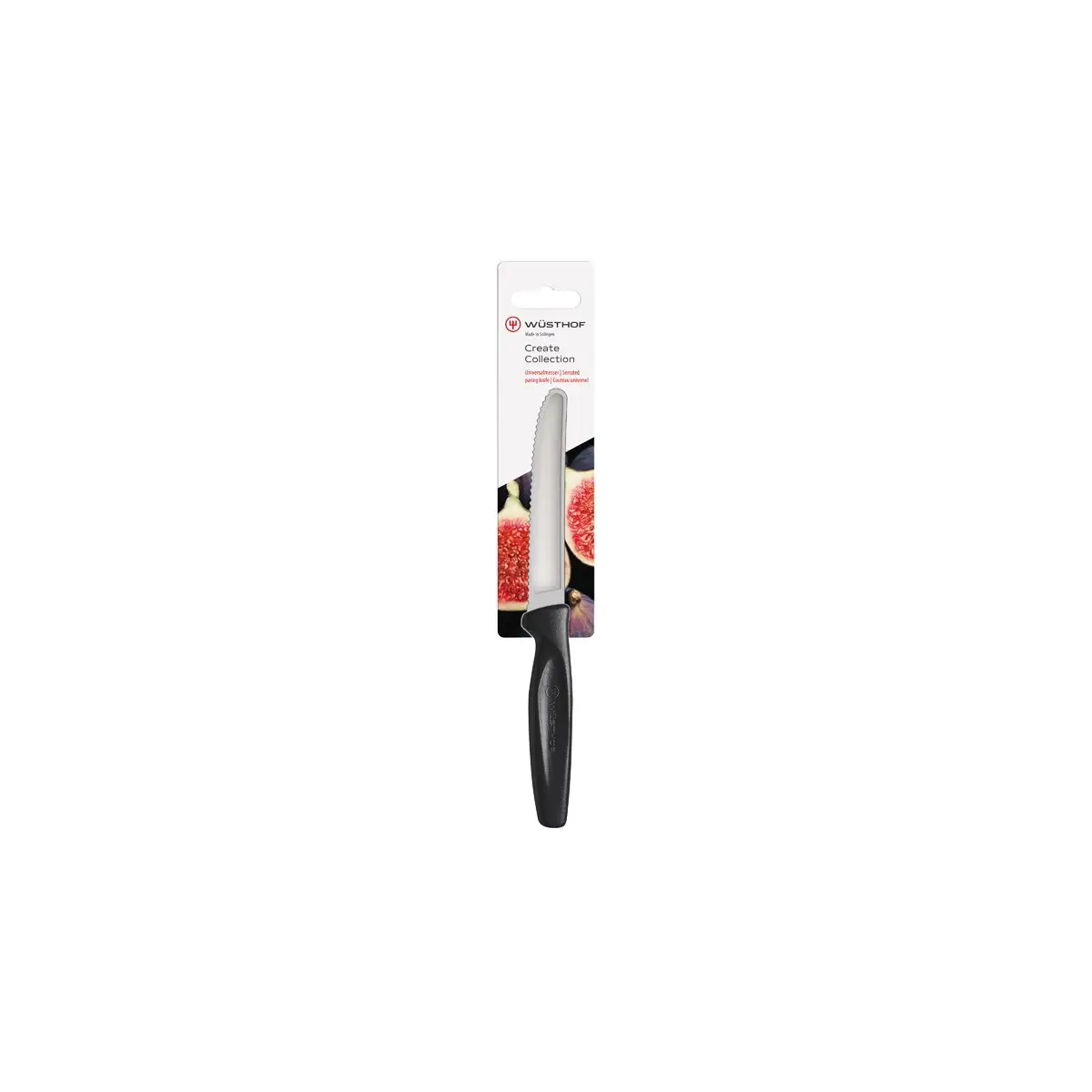 Wusthof Create Serrated Paring Knife Black Handle 100mm