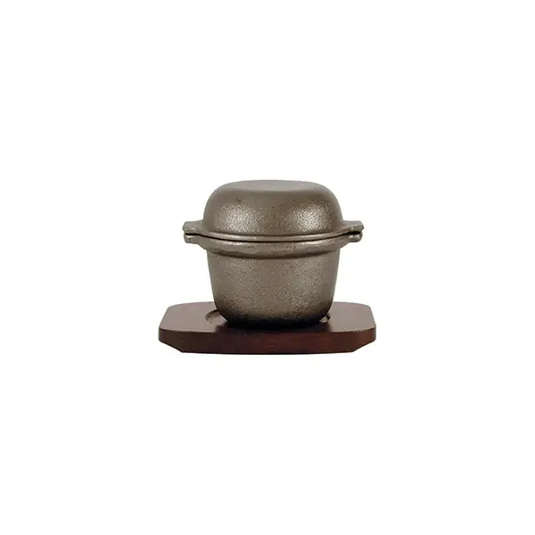 Moda Garlic Prawn Pot-Cast Iron | W/Wood Base | 115X90Mm