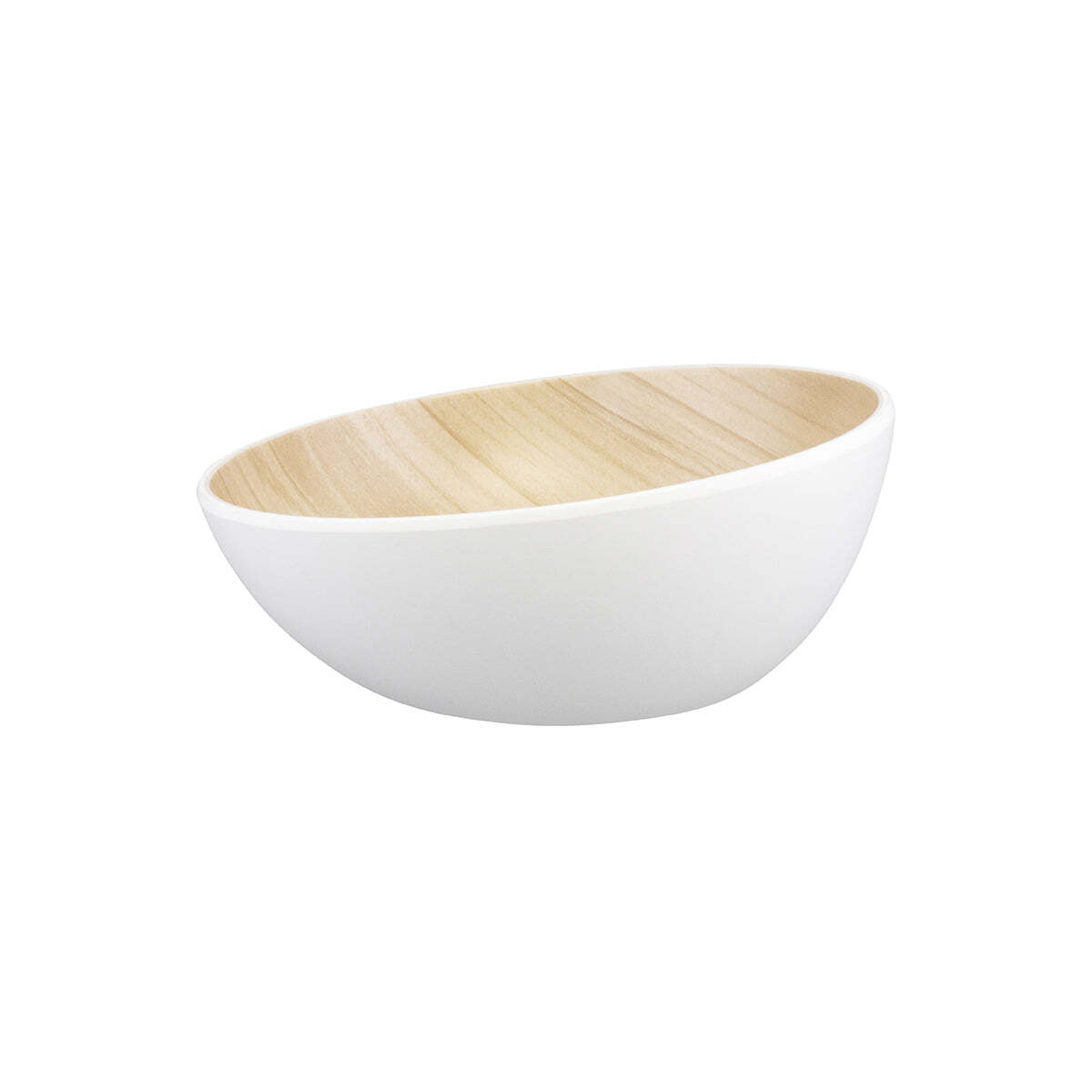 Zicco Melamine Echo Round Bowl White/Birch 285x138mm