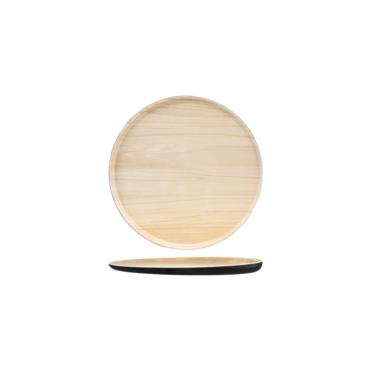 Zicco Zicco Melamine Echo Black / Birch Round Platter 227x26mm