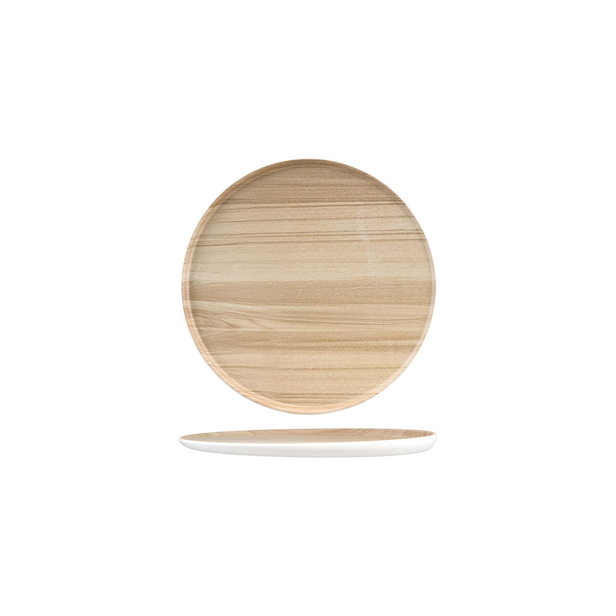 Zicco Melamine Echo Round Platter White/Birch 227x26mm