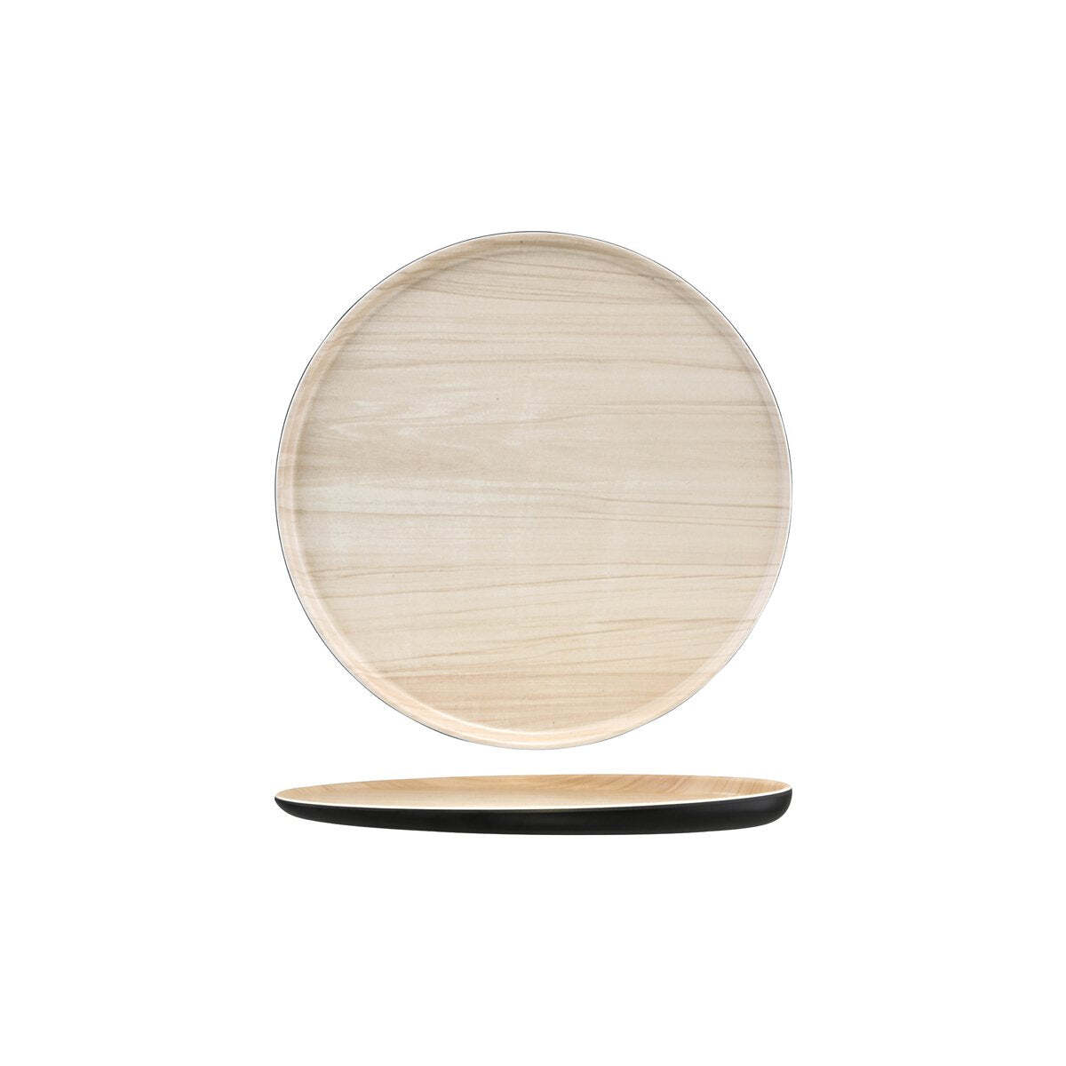 Zicco Melamine Echo Round Platter Black/Birch 300x26mm