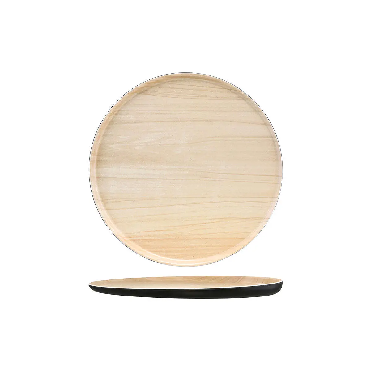 Zicco Melamine Echo Round Platter Black/Birch 329x26mm