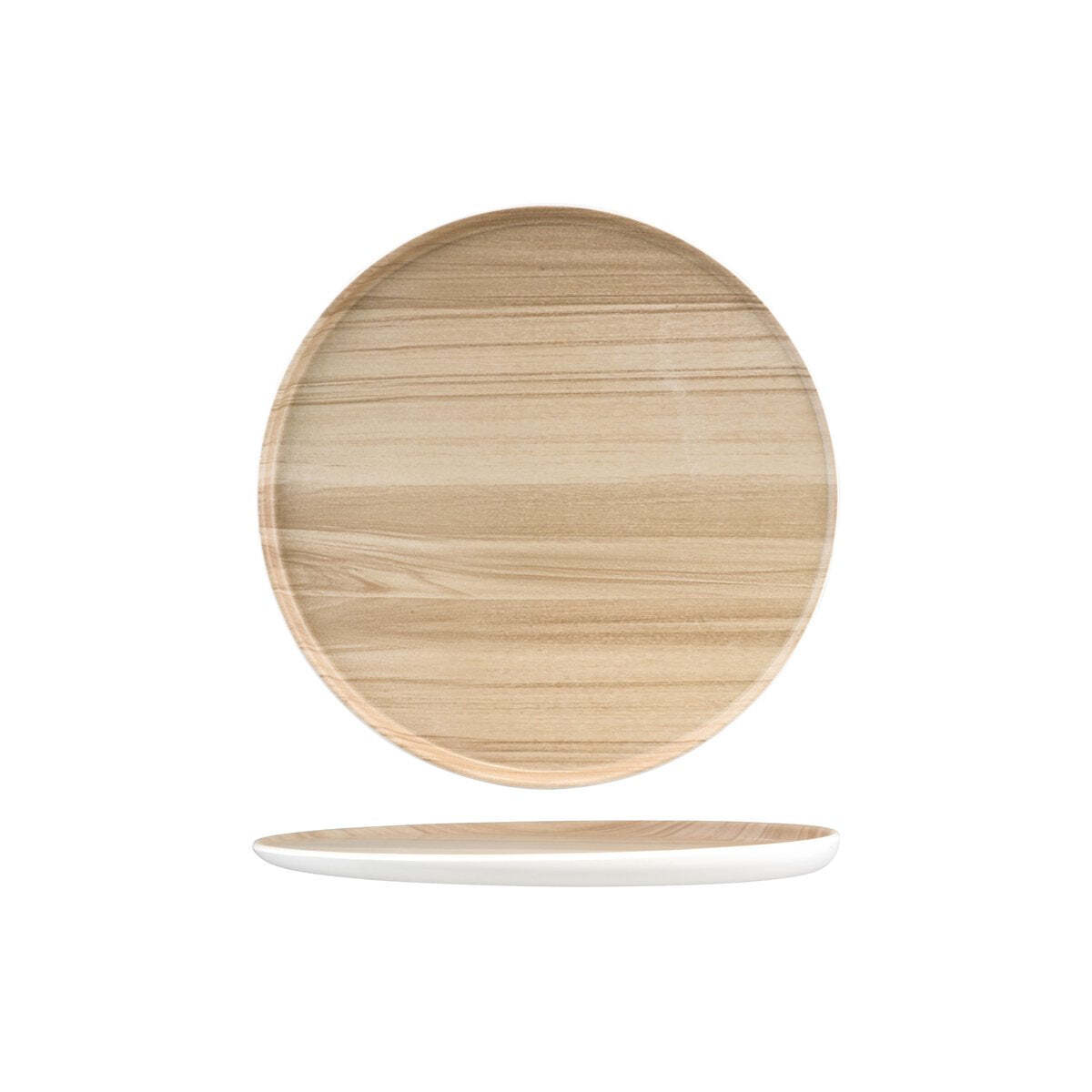 Zicco Melamine Echo Round Platter White/Birch 329x26mm