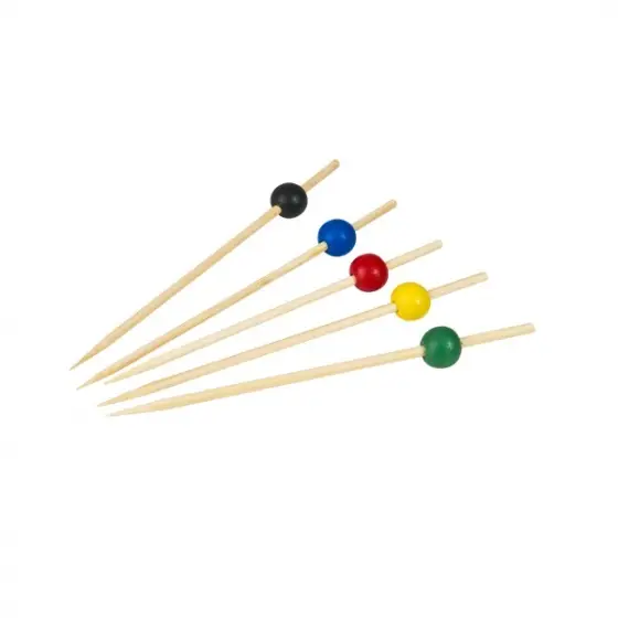 Design En Bouche Bamboo Skewer-Assorted Coloured Balls | 125Mm | 100Pcs/Pack 