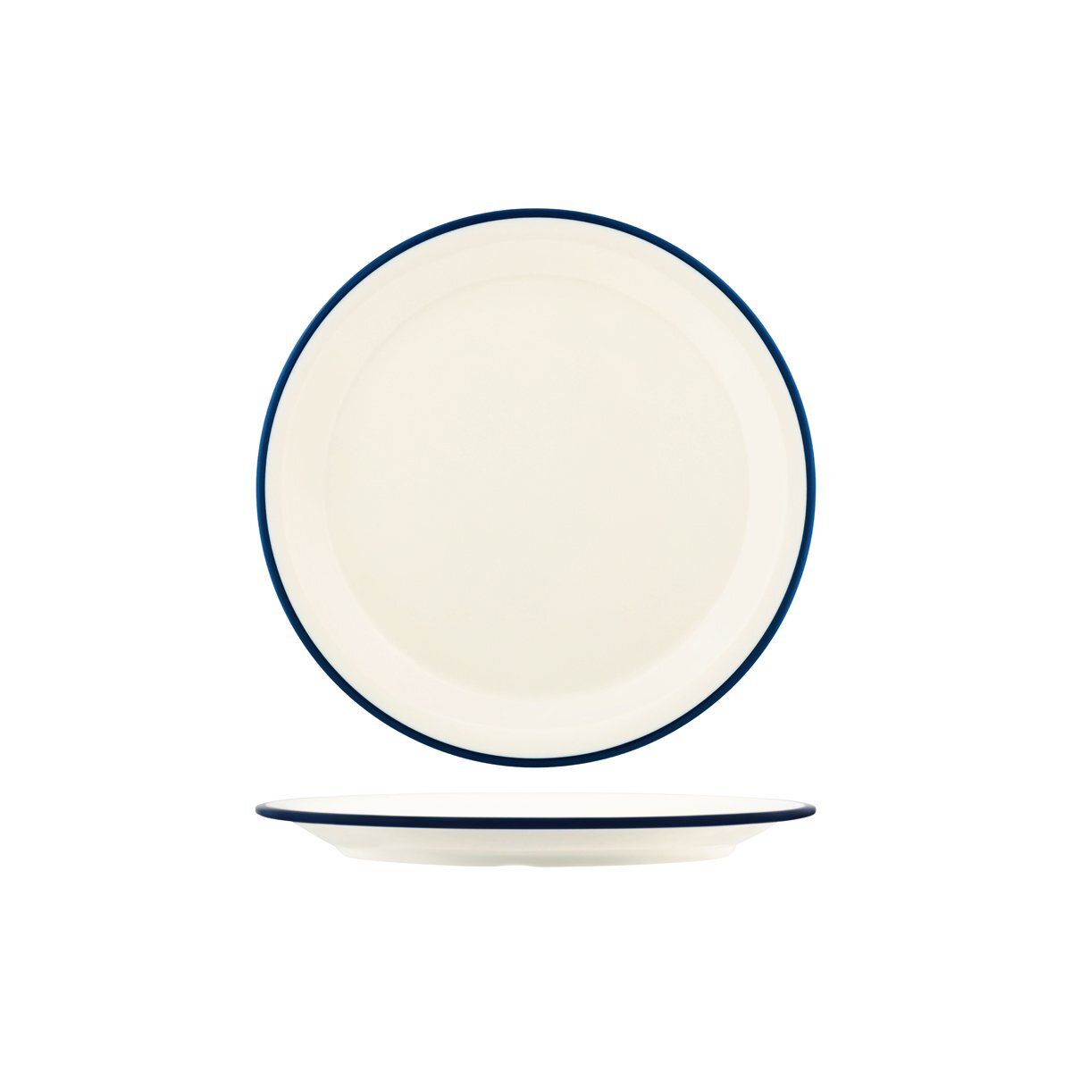 Jab Vintage Cream/Blue Rim Enamel Look Round Plate 255mm
