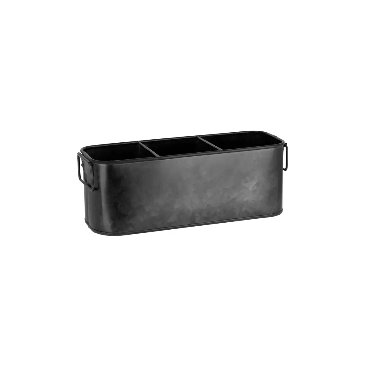 Chef Inox Coney Island 3-Compartment Black Galvanised Caddy 270x100x100mm