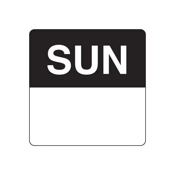 Removable 40mm Square 'Sunday' Label - 500s