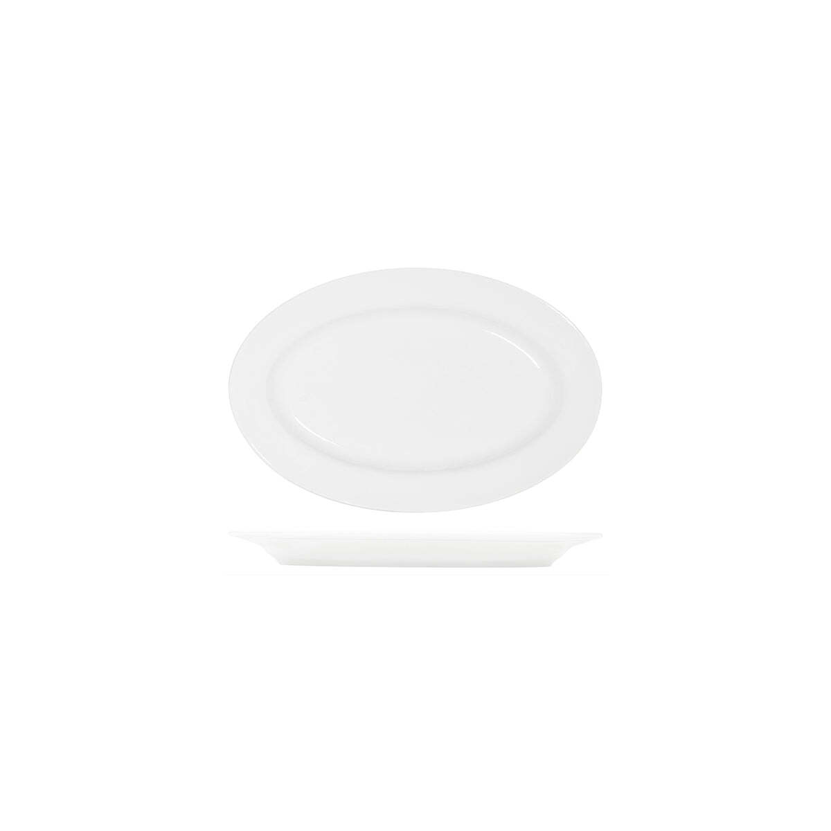 Tablekraft Core White Platter-Oval Rim Shape -260X170X24mm
