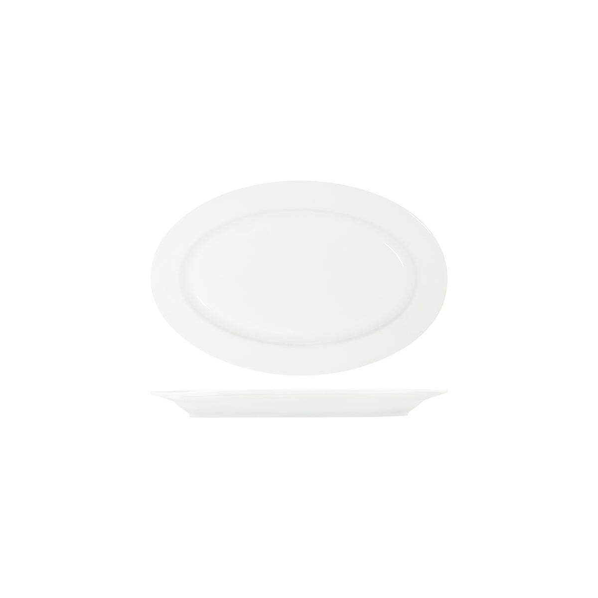 Tablekraft Core White Platter-Oval Rim Shape -300X200X28mm