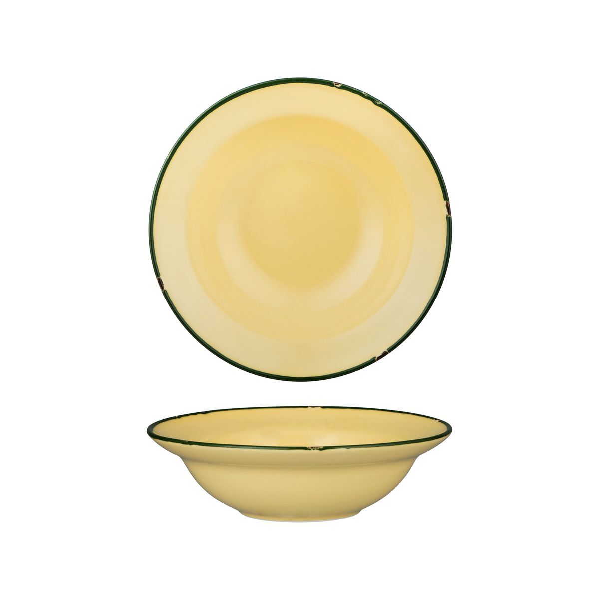 Luzerne Tintin Deep Bowl Plate 220mm Ø | 580mL Sand W/Green Line