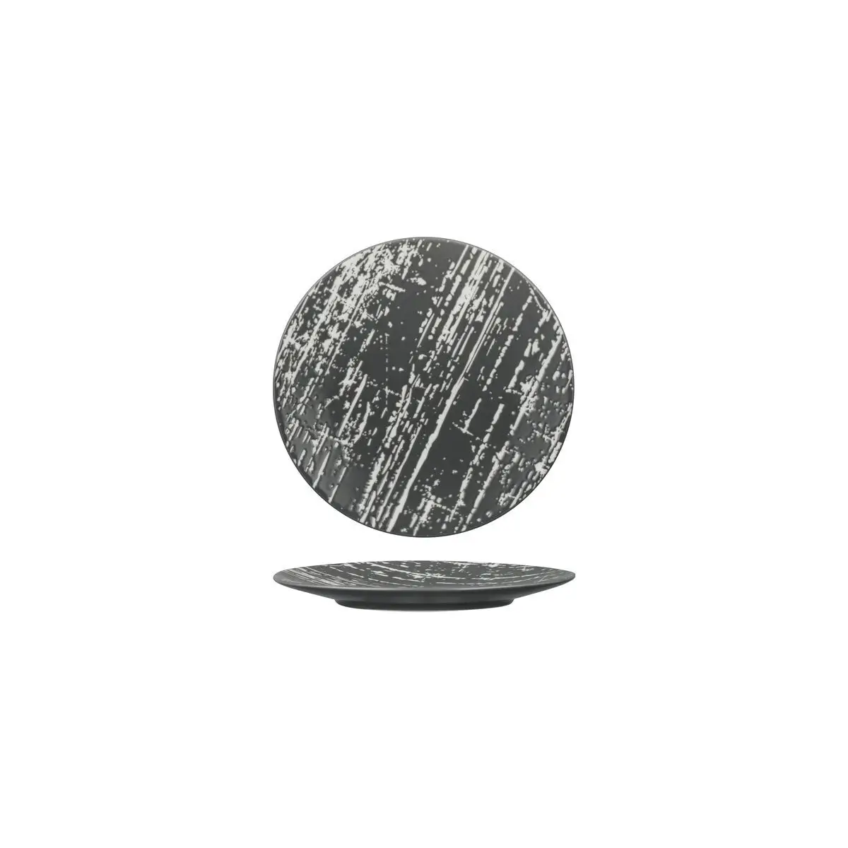 Luzerne Drizzle Round Plate-Flat, 160mm Ø Grey With White