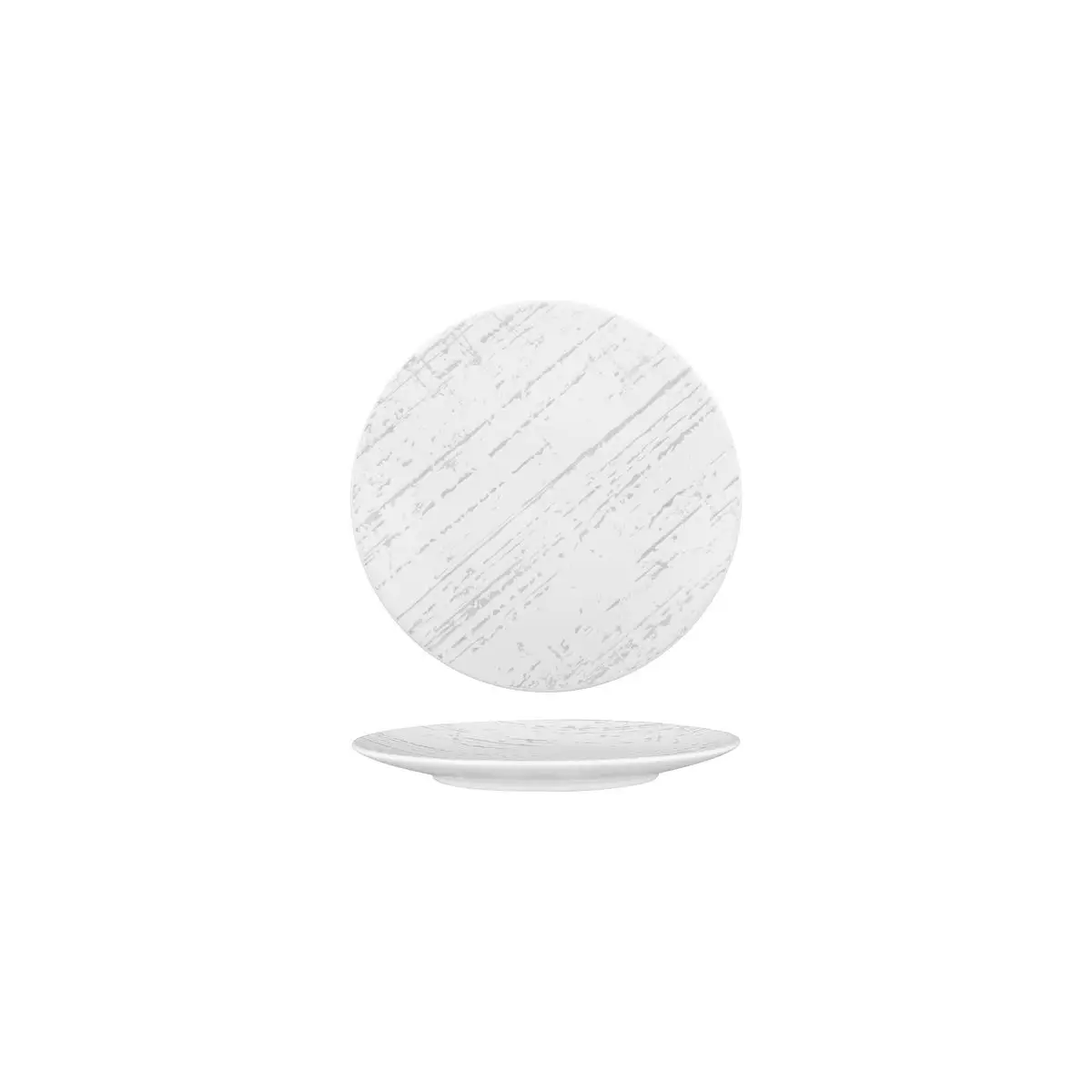 Luzerne Drizzle Round Plate-Flat, 160mm Ø White With Grey