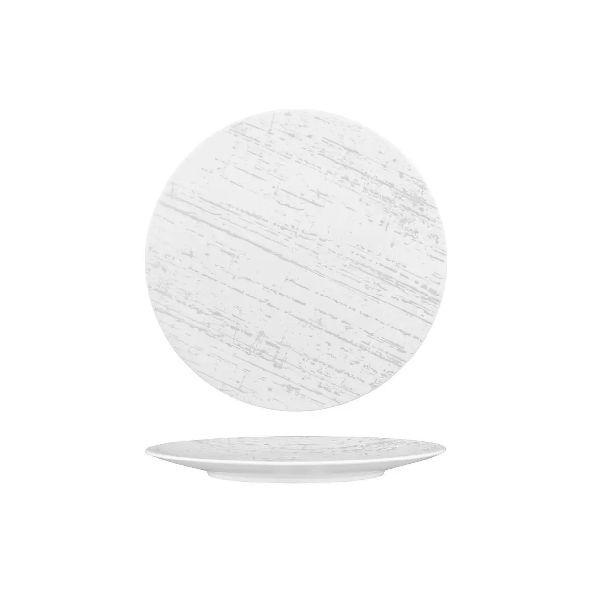 Luzerne Drizzle Round Plate-Flat, 230mm Ø White With Grey