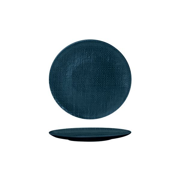 Luzerne Linen Round Plate-Flat, 180mm Ø Matt Blue