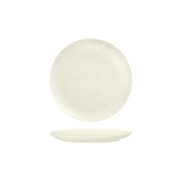 Luzerne Linen Round Plate-Flat, 180mm Ø Matt White