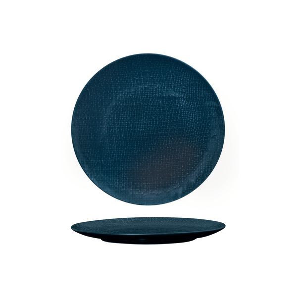 Luzerne Linen Round Plate-Flat, 210mm Ø Matt Blue