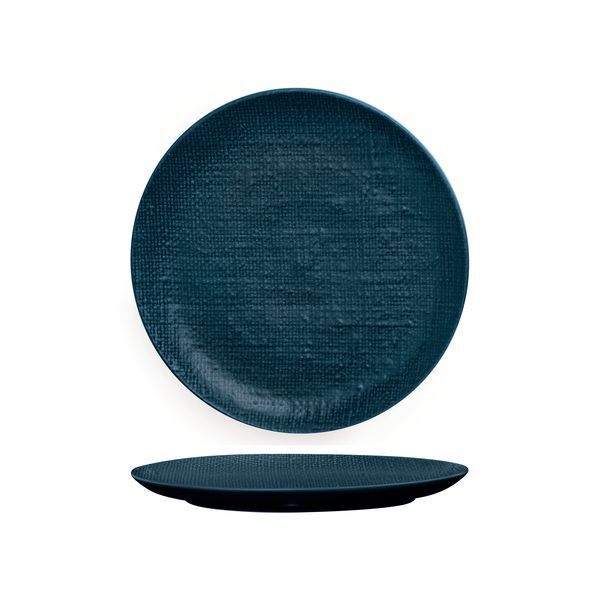 Luzerne Linen Round Plate-Flat, 260mm Ø Matt Blue