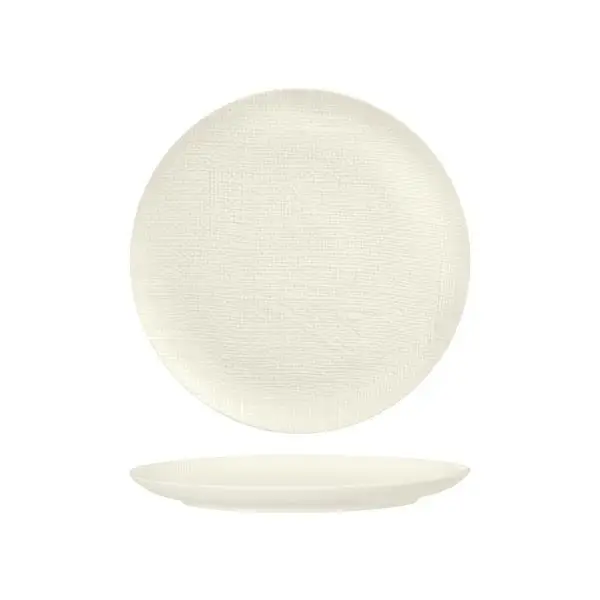 Luzerne Linen Round Plate-Flat, 260mm Ø Matt White