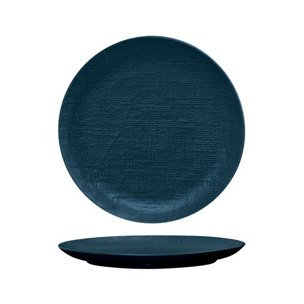 Luzerne Linen Round Plate-Flat, 285mm Ø Matt Blue
