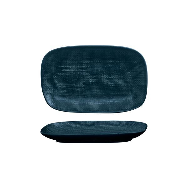 Luzerne Linen Rectangular Share Plate-265X165mm Matt Blue