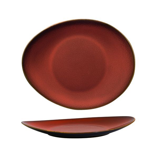 Luzerne Rustic Oval Plate-290X245mm Crimson