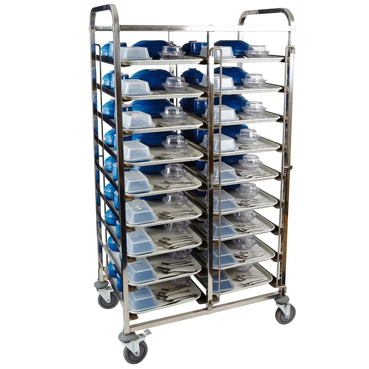 KH Healthcare Meal Delivery Trolley 9 Tier 18 Tray S/Steel