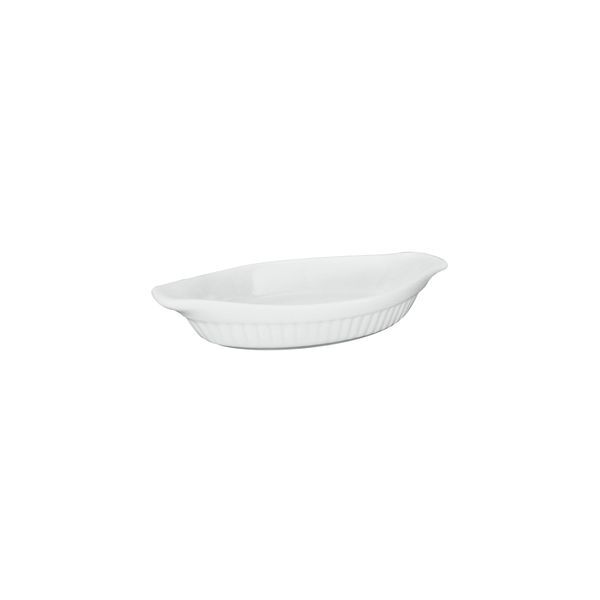 Trenton Basics Oval Au Gratin-Ribbed, 230mm/225mL White