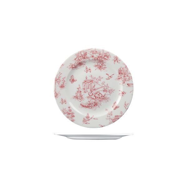 Churchill Vintage Prints Round Plate-215mm Ø Cranberry Toile 