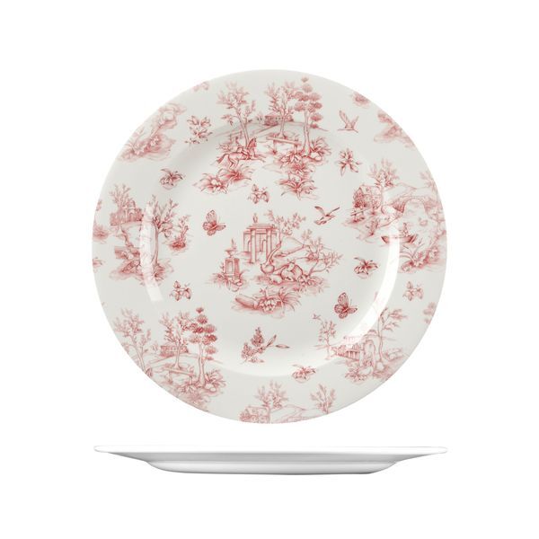 Churchill Vintage Prints Round Plate-305mm Ø Cranberry Toile 