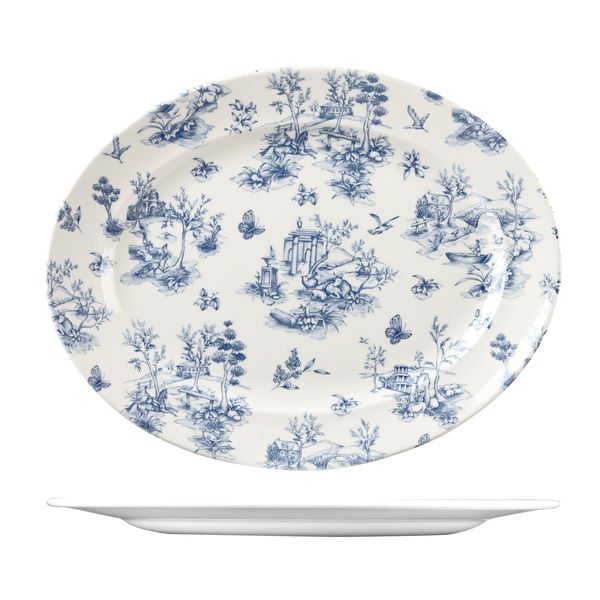 Churchill Vintage Prints Oval Wide Rim Plate-365X293mm Prague Toile