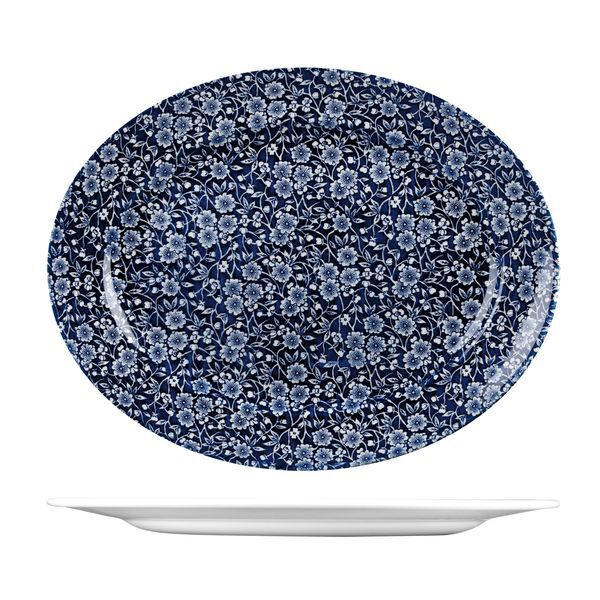 Churchill Vintage Prints Oval Wide Rim Plate-365X293mm Willow Victorian Calico