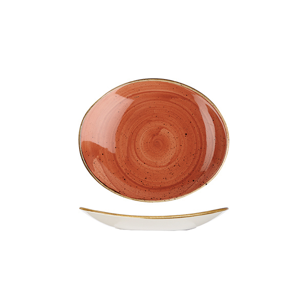 Churchill Stonecast Oval Coupe Plate-192mm Spiced Orange