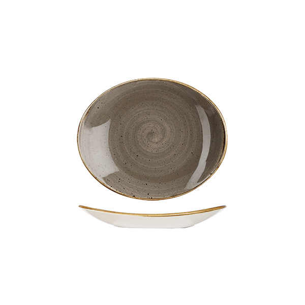 Churchill Stonecast Oval Coupe Plate-192mm Peppercorn Grey