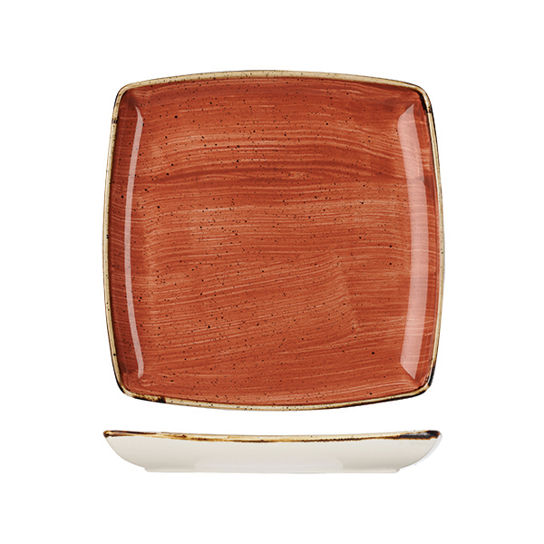 Churchill Stonecast Square Deep Plate-268X268mm Spiced Orange