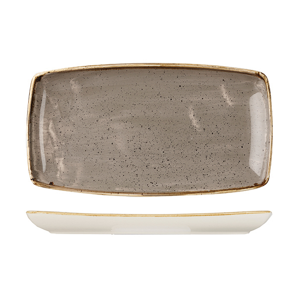 Churchill Stonecast Oblong Plate-350X185mm Peppercorn Grey