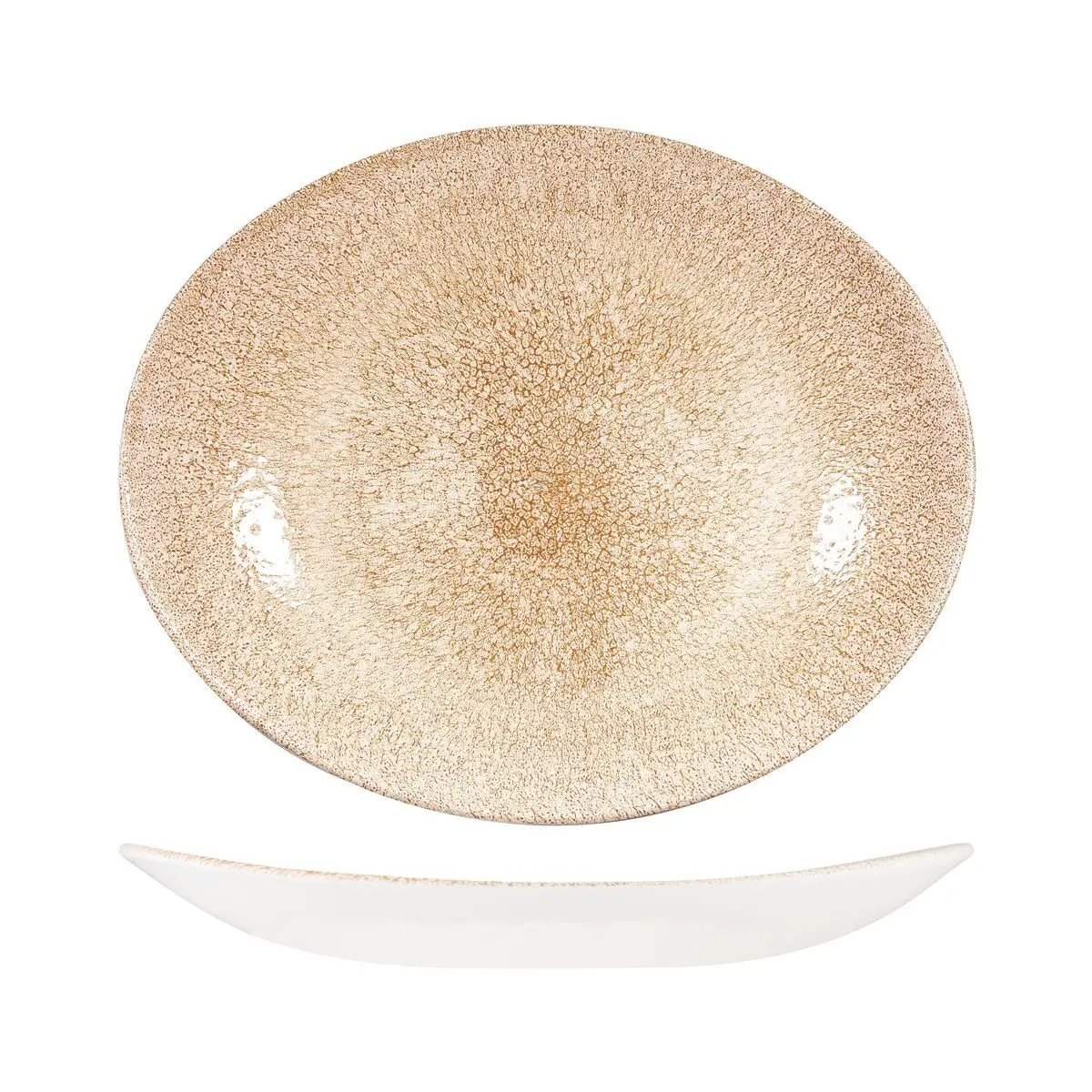 Churchill Studio Prints Raku Oval Coupe Plate-317X255mm Garnet Orange