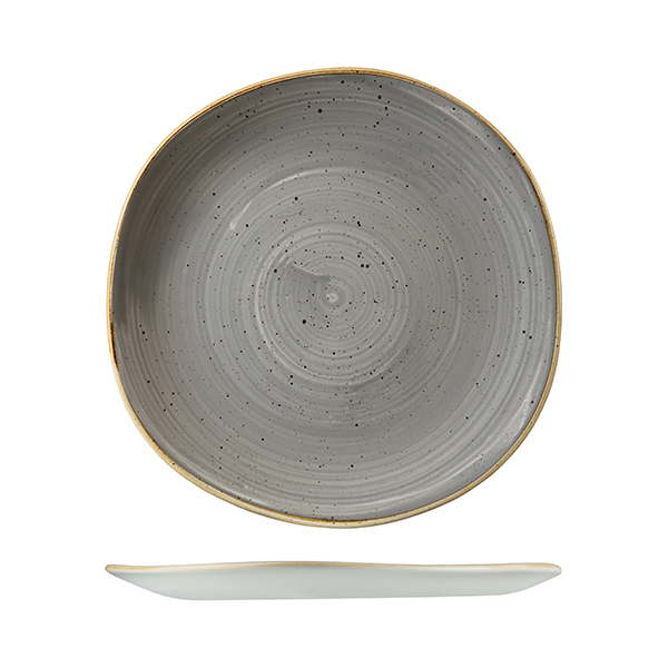 Churchill Stonecast Trace Organic Round Plate-264mm Ø Peppercorn Grey