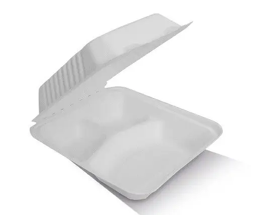 Clamshell Sugarcane 8" 3 Compartments 200s