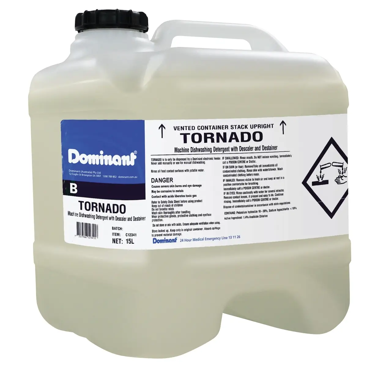 Tornado Chlorinated Dishwashing Detergent 15L Drum