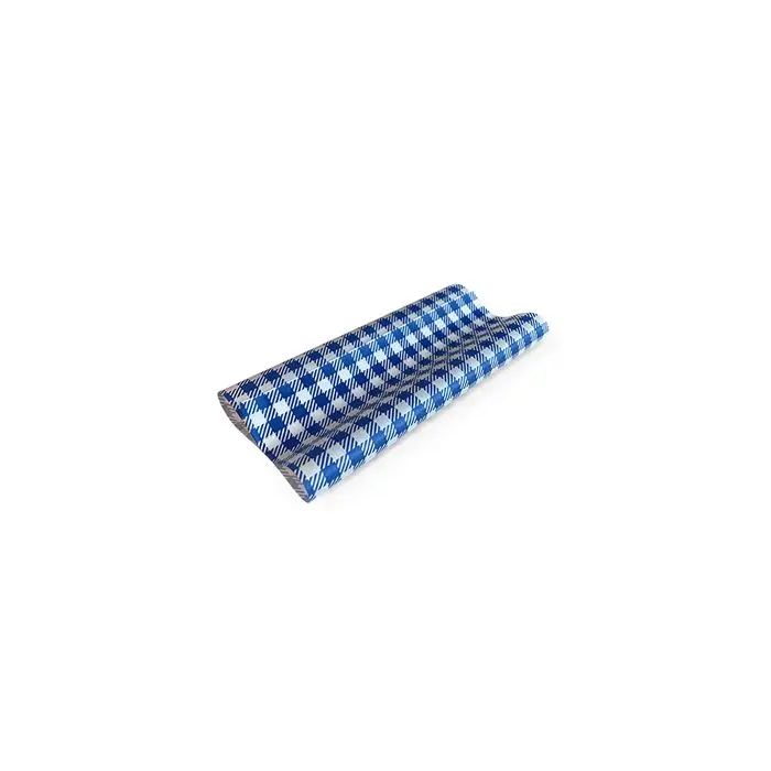 #Greaseproof Paper Gingham Blue Half 190 X 150mm - 400/Ream