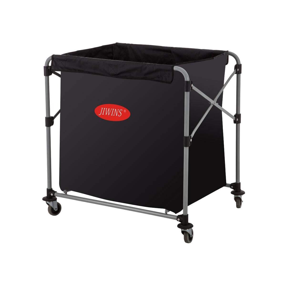 Jiwins Collapsible Laundry Cart W/300Lt Vinyl Bag Black